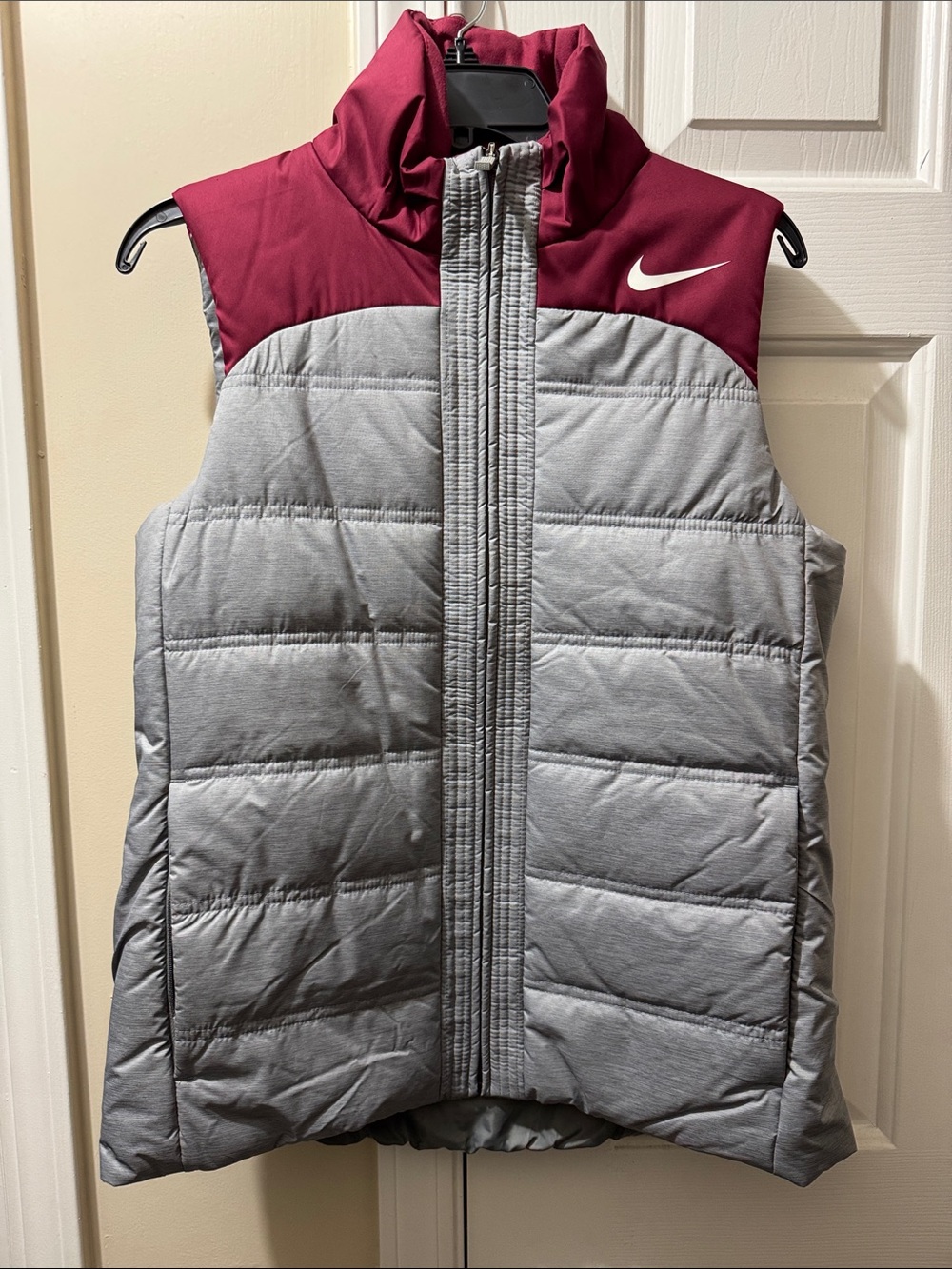 Nike Burgundy and Gray Quilted Puffer Vest for Kids